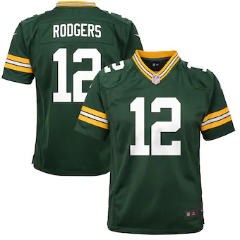 youth nike aaron rodgers green green bay packers game jerse